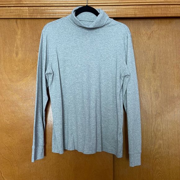 Lands’ End Relaxed Fit Grey Turtleneck Long Sleeve Tee Medium Tall - Picture 1 of 6
